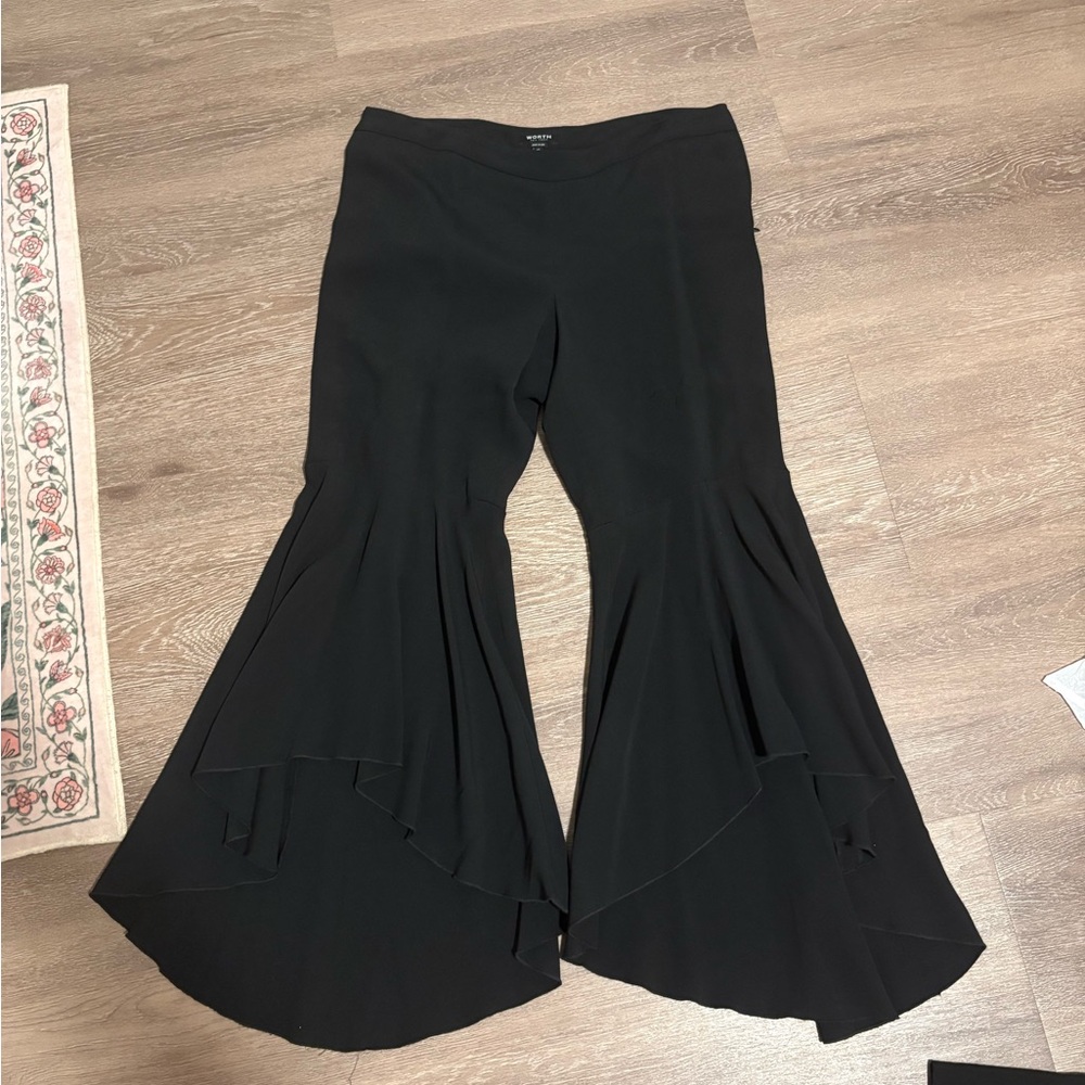 Women's Black Flared Ruffle Pants
